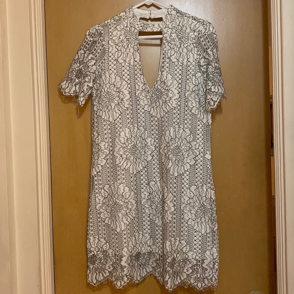Black and Gray Lace Flower Dress